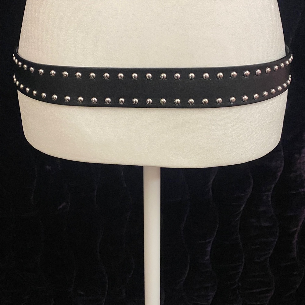 Black and silver studded belt with red heart buckle #218 - Picture 7 of 9